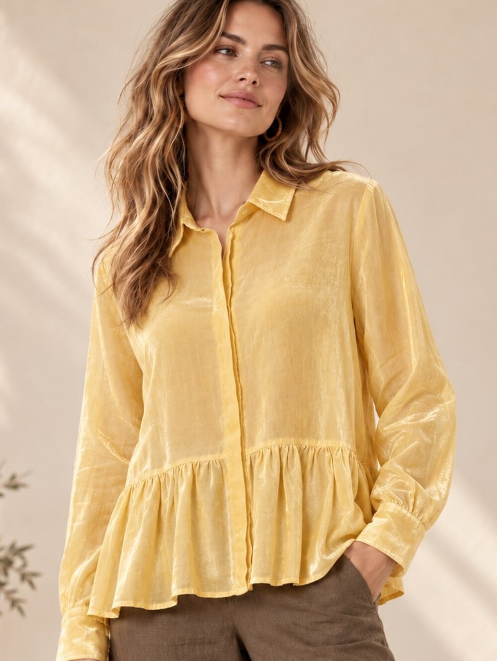 Sundance silk velvet button down top size small